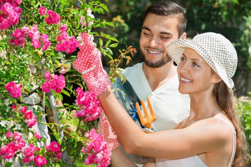 Professional gardener maintaining a vibrant Camden garden